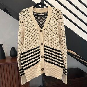 LA BIZ Striped Cardigan Sweater Sz Small